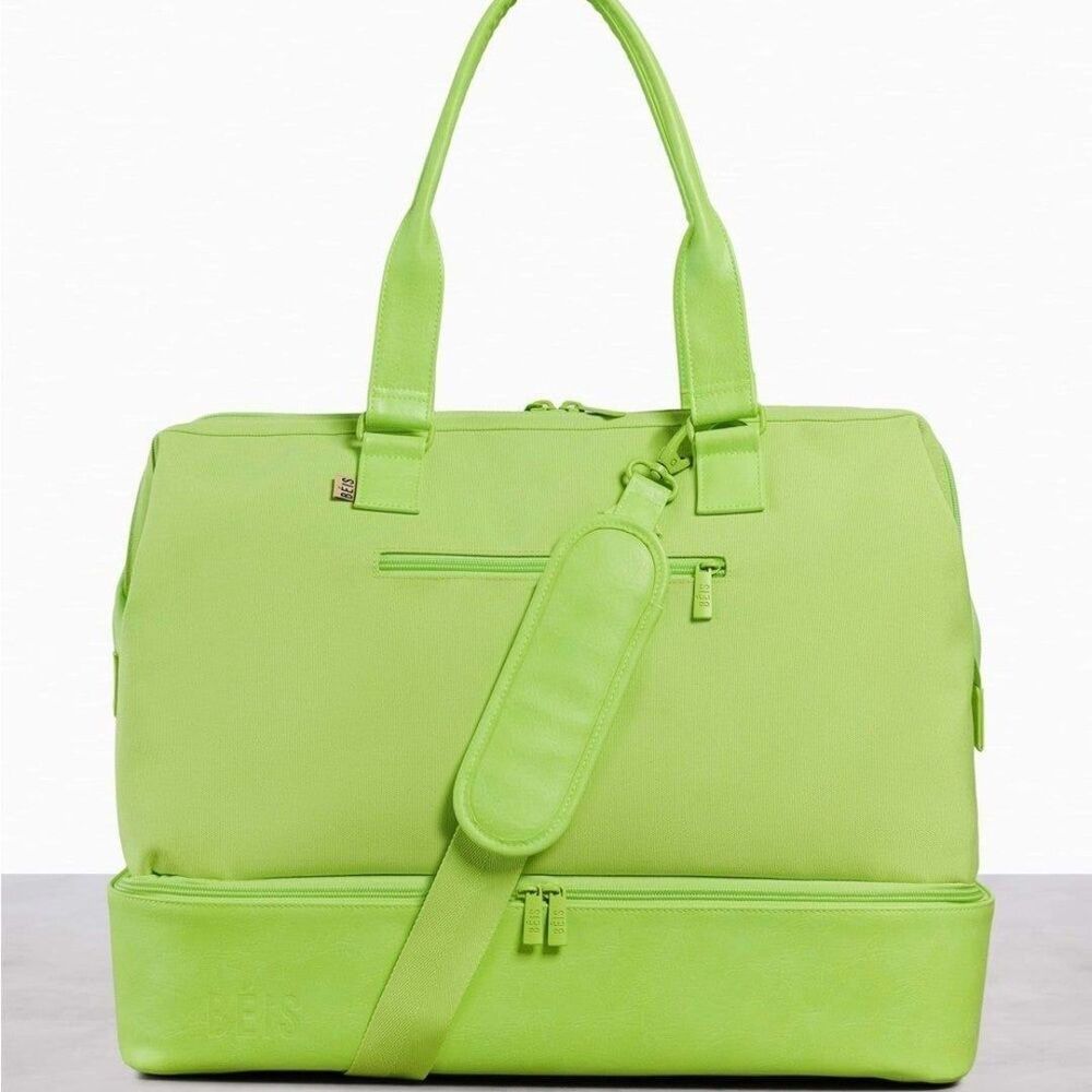 Béis The Weekender in Citron Green Travel Bag sold out color